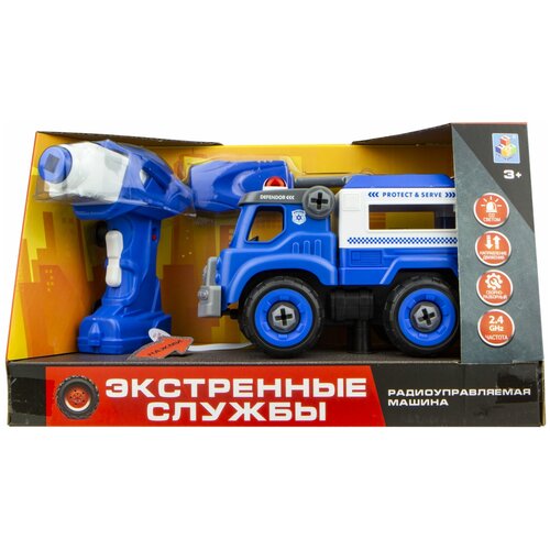 Конструктор 1 TOY Экстренные службы Т16962 Полицейский грузовик машинка 1toy сити сервис грузовик на радиоуправлении 1 64 свет