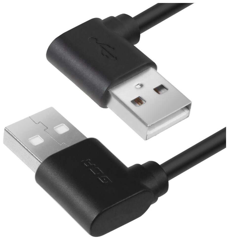 Кабель 0.5m USB 2.0 AM угловой левый / AM угловой левый 28/24 AWG (GCR-AUM5AM-BB2S-0.5m)