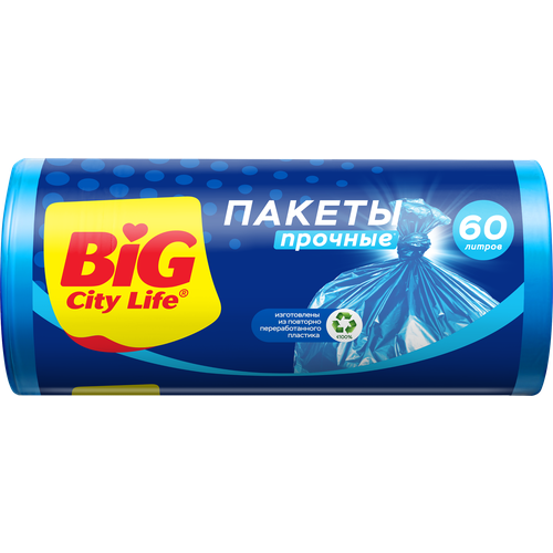 Пакеты для мусора BIG CITY LIFE HD 60х80см, 60л, синий, 50шт