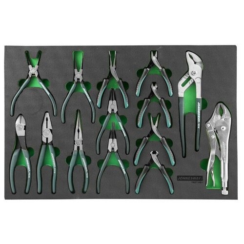 Набор шарнирно-губцевого инструмента JONNESWAY P82714SV, 14 предм., зеленый