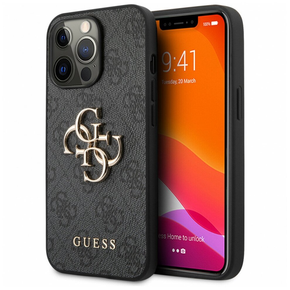 Чехол Guess 4G Big metal logo Hard для iPhone 13 Pro Max, серый