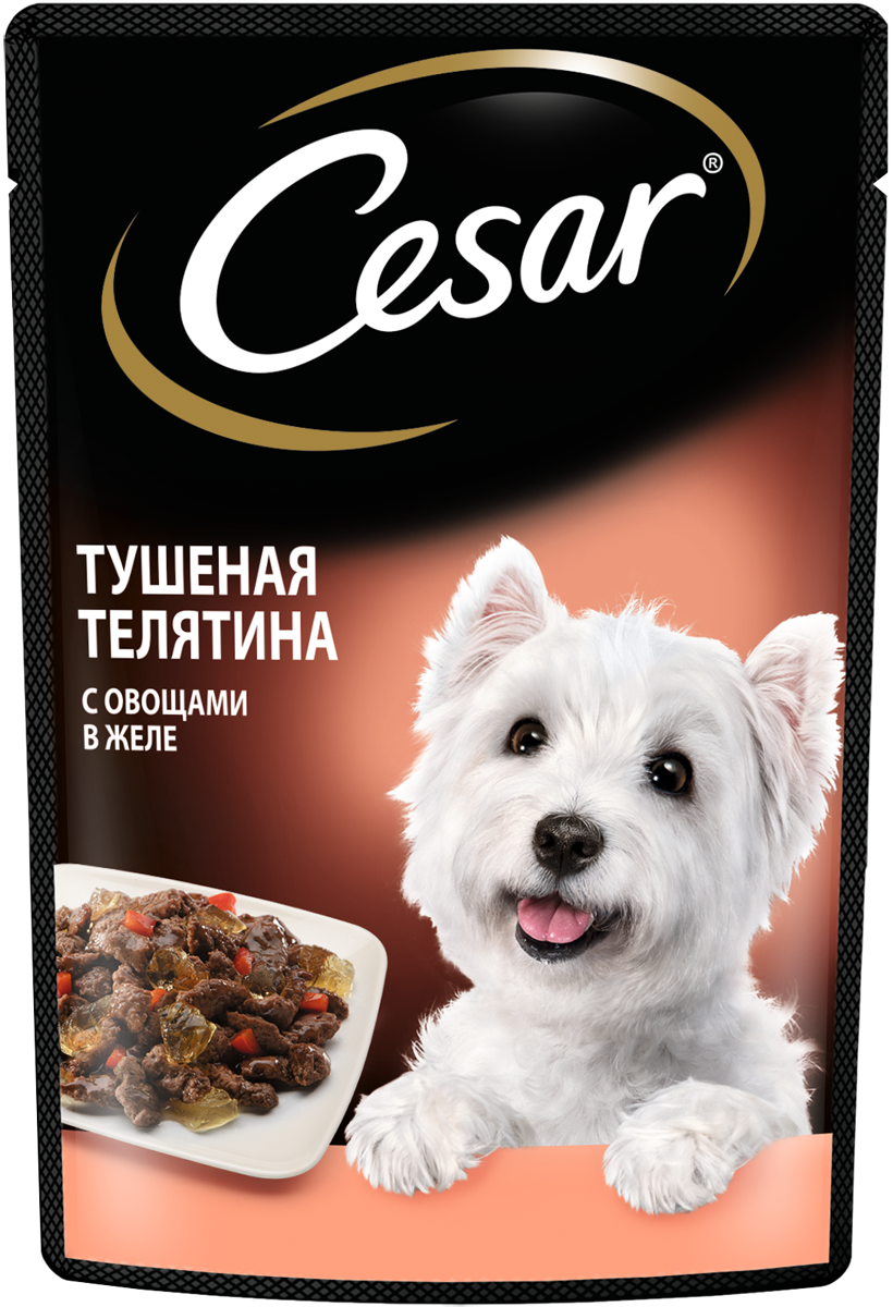 Влажный корм для собак Cesar телятина, с овощами 1 уп. х 28 шт. х 85 г