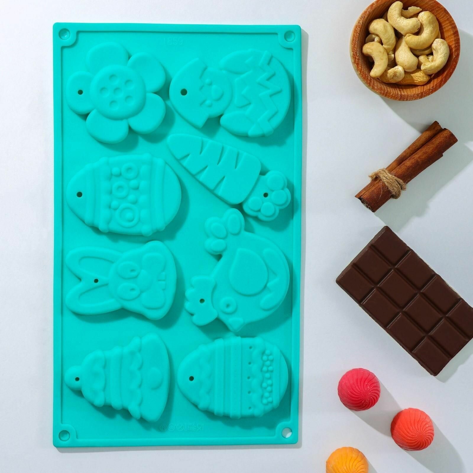 Форма для шоколада «Животные», 30×17×1 см, 8 ячеек (7,7×6 см), цвет микс - фотография № 12