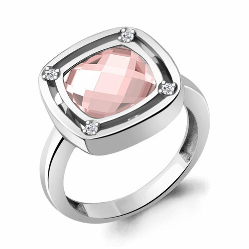 фото Кольцо aquamarine, серебро, 925 проба, фианит, морганит, размер 17.5