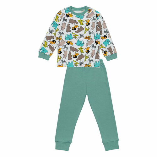 Пижама Sofi De MarkO, брюки, лонгслив, манжеты, брюки с манжетами, размер 110/116-60, голубой