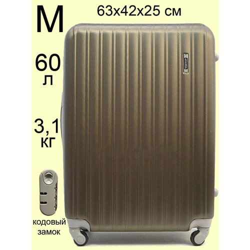 чемодан ananda abs пластик рифленая поверхность 64 л размер m розовый Чемодан ANANDA, 60 л, размер M, коричневый
