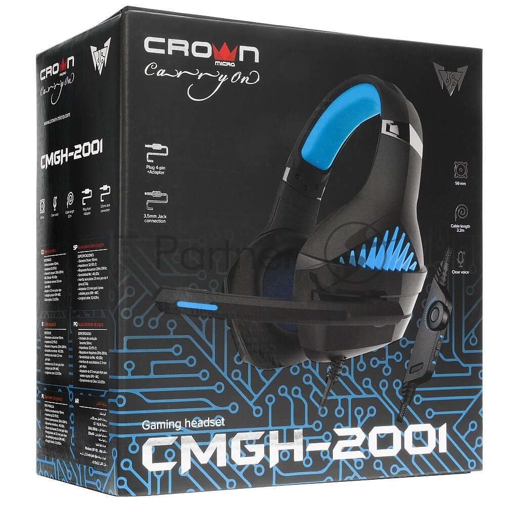 Игровая гарнитура проводная Crown CMGH-2003 черный оранжевый - фото №4