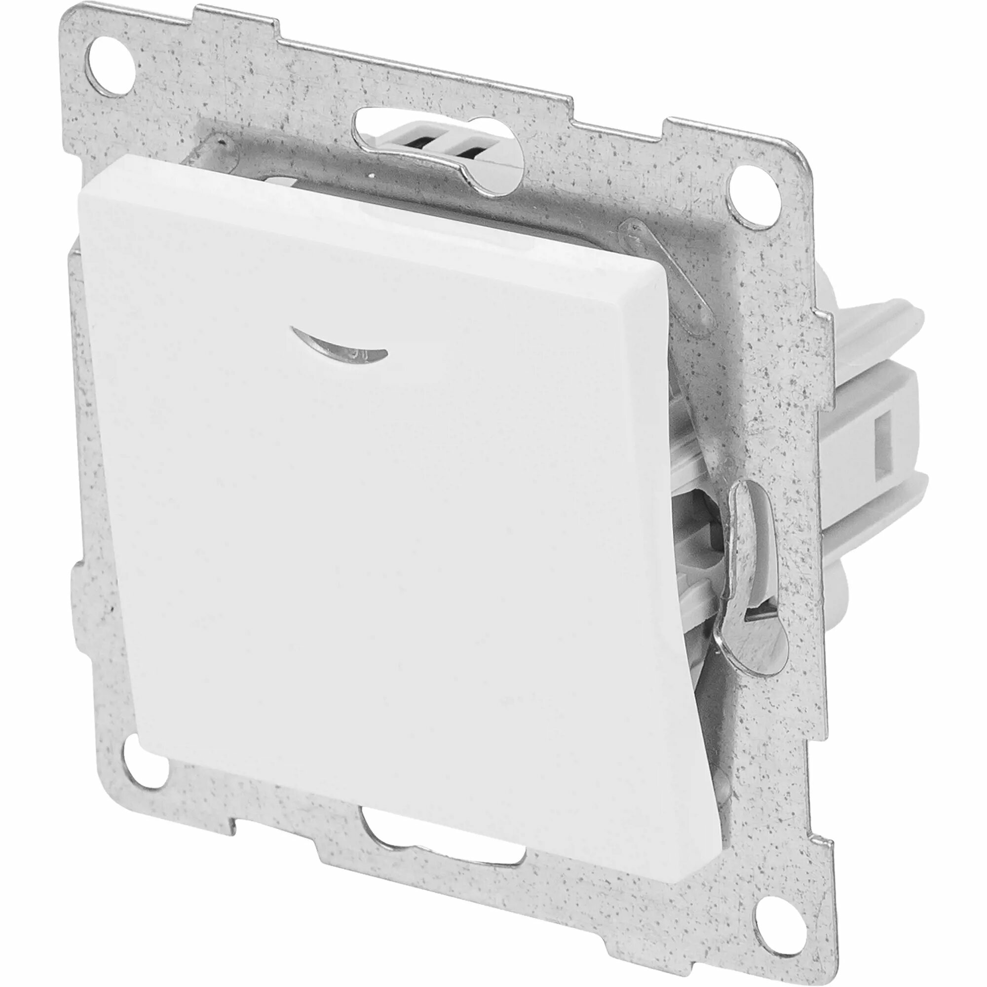 фото Выключатель встраиваемый Gusi Electric 1 клавиша с индикатором цвет белый