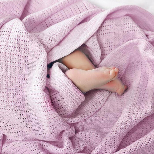 пледы baby nice отк одеяло детское вязаное 90х118 Одеяло вязаное, размер 90х118 см, цвет розовый
