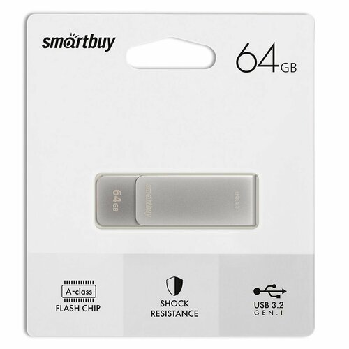 Флеш-память USB 64 Gb Smartbuy Metal M1 Grey () USB 3.2