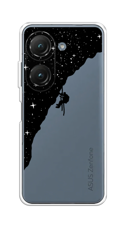 Силиконовый чехол на Asus ZenFone 9/ZenFone 10 / Асус Зенфон 9/Зенфон 10 Скалолаз в космосе, прозрачный