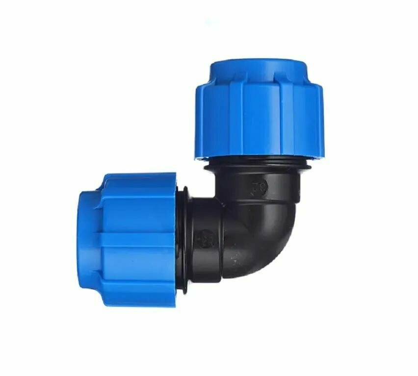 фото Угол 90 (отвод) ПНД переходной разборный компрессионный D32 мм Атлант