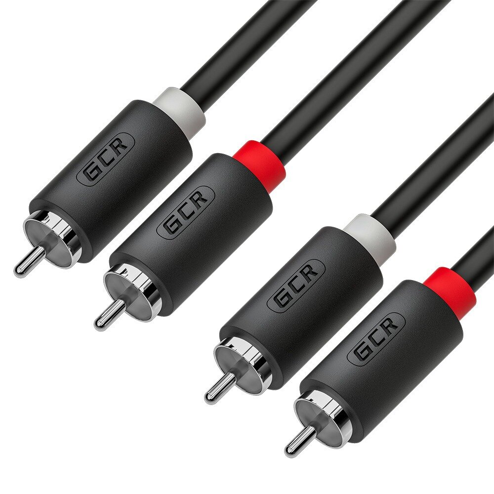 GCR Кабель 0.5m аудио 2 х RCA / 2 х RCA , черный, GCR-54122