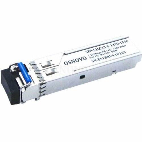 Оптический SFP Модуль Osnovo SFP-S1LC13-G-1310-1550 модуль sfp osnovo sfp s1sc12 g 1310 1550 i до 1 25 гбит c sc 12дб расстояние передачи до 3км tx 1310 rx 1550 поддержка ddm