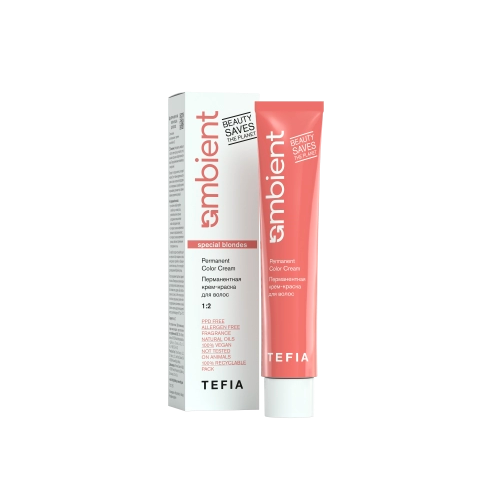 Tefia Ambient Permanent Color Cream Крем-краска для волос перманентная тон 1037 Специальный блондин золотисто-фиолетовый 60мл / модное окрашивание