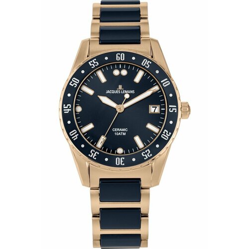 Наручные часы JACQUES LEMANS High Tech Ceramic, черный, розовый наручные часы jacques lemans n 213h серебряный