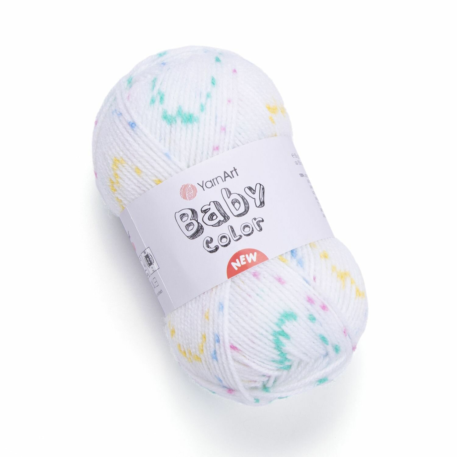 Пряжа BABY COLOR (YarnArt), белый с мятой - 214, 100% акрил, 5 мотков, 50 г., 150 м.