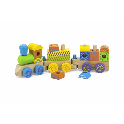 фото Развивающие игрушки из дерева viga toys конструктор "поезд" vigatoys