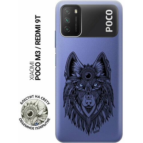 Ультратонкий силиконовый чехол-накладка ClearView для Xiaomi Poco M3 с 3D принтом Grand Wolf ультратонкий силиконовый чехол накладка для xiaomi redmi go с 3d принтом grand wolf