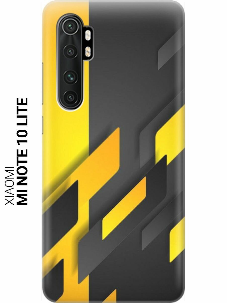 Ультратонкий силиконовый чехол-накладка для Xiaomi Mi Note 10 Lite с принтом "Черно-желтая абстракция"