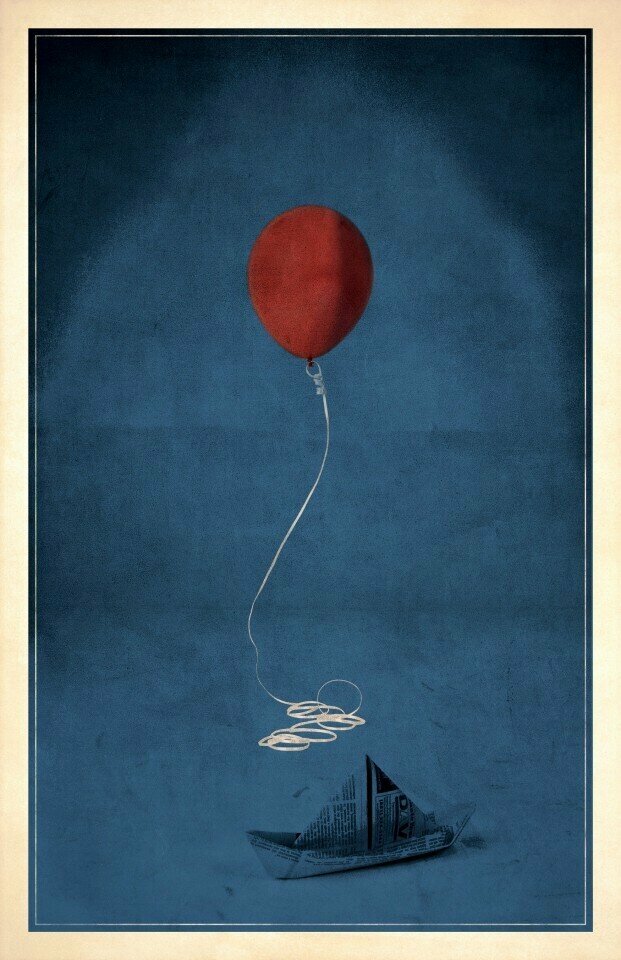 Плакат постер на бумаге Red Balloon/Воздушный шар. Размер 42 х 60 см