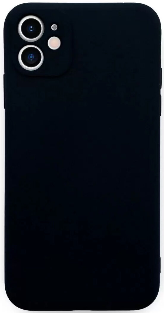 Защитный силиконовый чехол накладка для смартфона Apple iPhone 12 / Противоударный чехол с защитой камеры на телефон Эпл Айфон 12 / Черный
