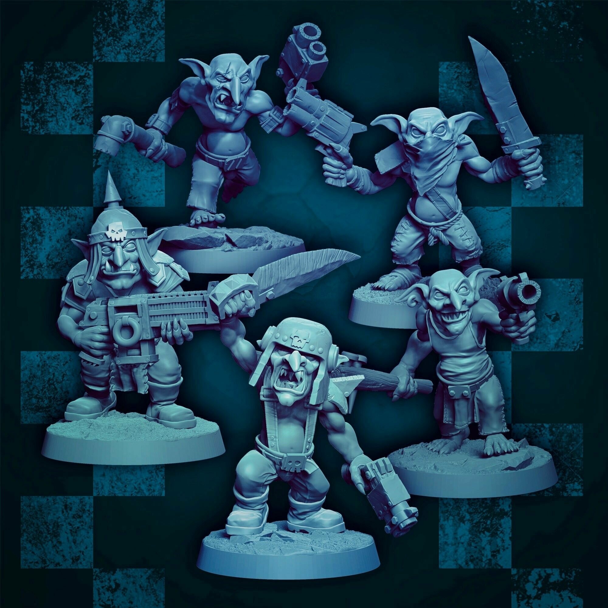 Набор из миниатюр-фигурок пронырливых гоблинов-стрелков по вселенной Вархаммер (Sneaky shooty goblins Warhammer 40000)