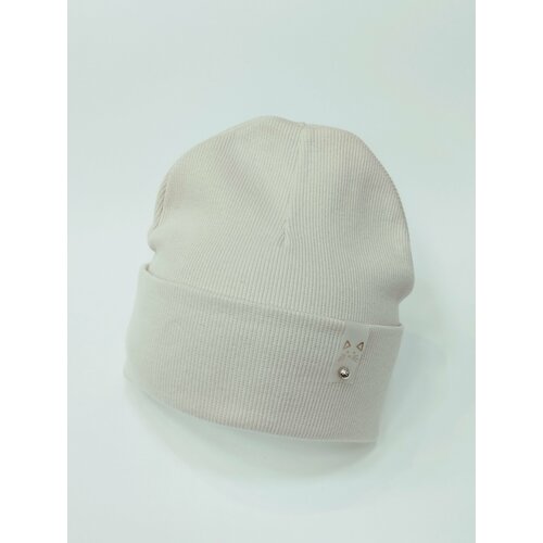 фото Шапка бини мой ангелок котик-бусинка, размер 3-6 месяцев, бежевый