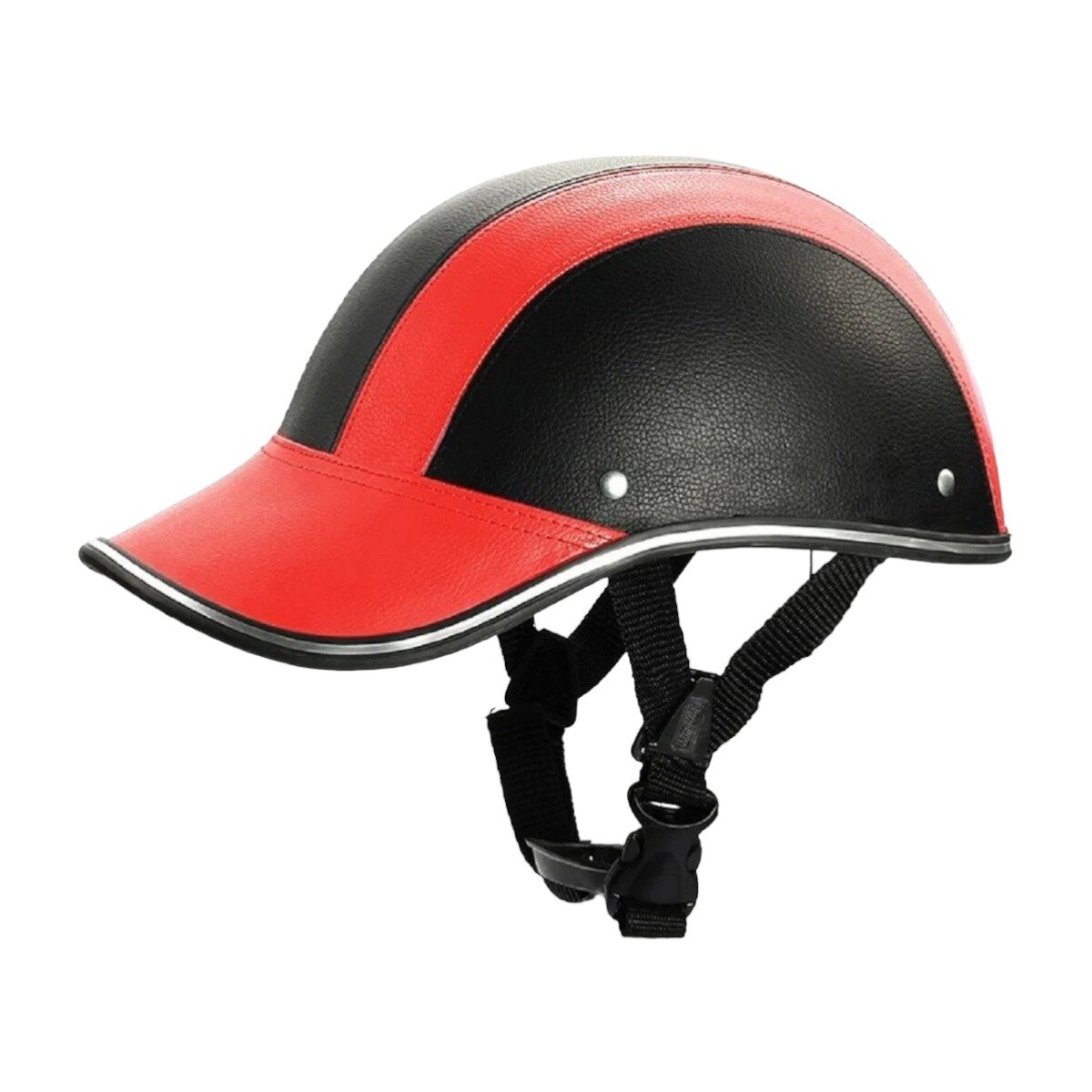 Каска кепка Goldwing открытый шлем под кожу для мотоциклиста на мотоцикл чоппер круизер скутер мопед, красно-черная