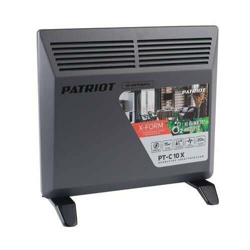 Обогреватель Patriot PT-C 10 X, конвекторный, напольный, 1000 Вт, 15 м2, черный