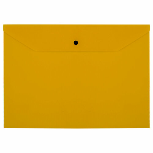 Папка-конверт на кнопке СТАММ А4, 120мкм, пластик, прозрачная, желтая - 40 шт.