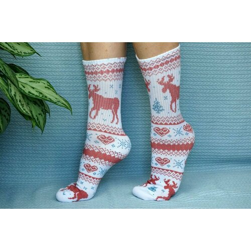 фото Носки cotton print, размер 41/45, красный, белый, синий хлопковые cotton print
