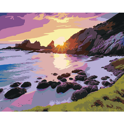 картина по номерам природа пейзаж с набережной возле моря Картина по номерам Природа пейзаж с берегом моря на закате