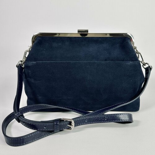 фото Сумка саквояж 1478, фактура бархатистая, синий нет бренда