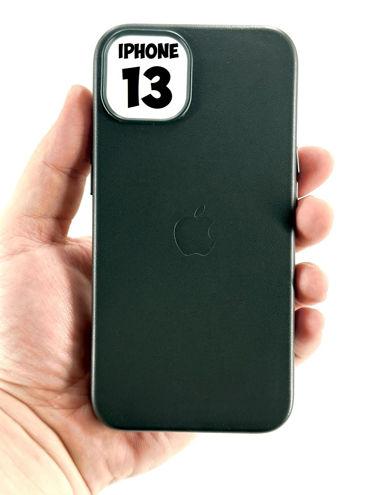 Кожаный чехол для iPhone 13 с Magsafe и анимацией зеленый (Forest green)