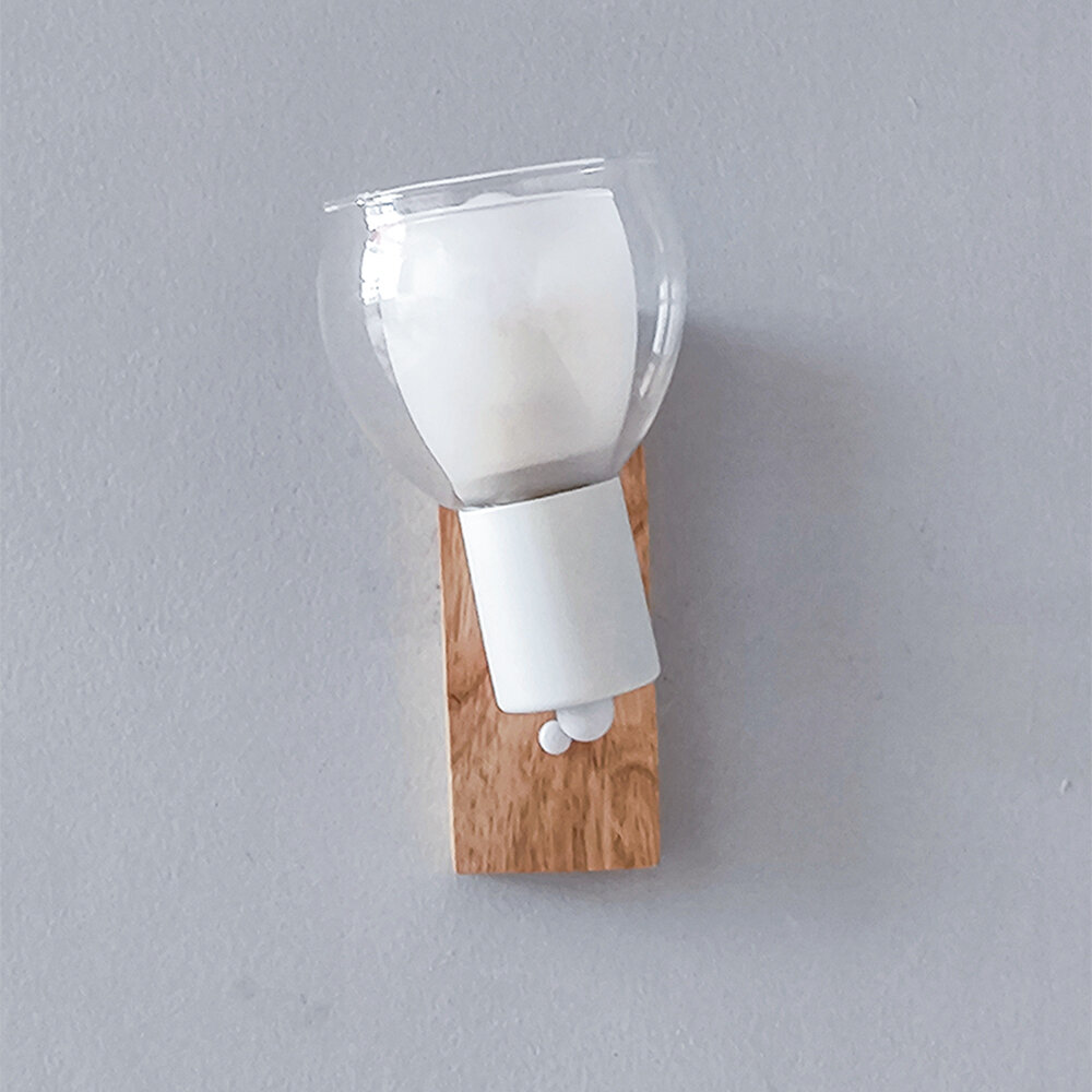 фото Стеклянная люстра "Baizheng" с одним плафоном на деревянной планке