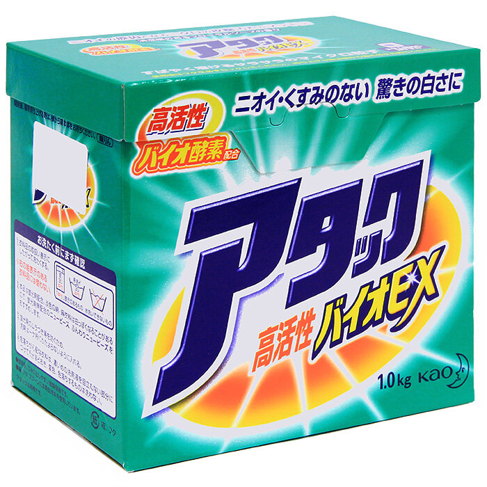KAO Attack Bio EX Стиральный био-порошок для белого, светлого и слабоокрашенного белья, 900 гр