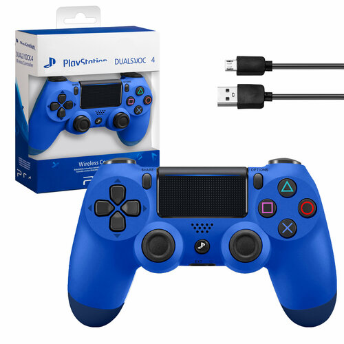 беспроводной джойстик геймпад для ps4 bluetooth синий хаки Беспроводной джойстик (геймпад) для PS4, Синий / Bluetooth