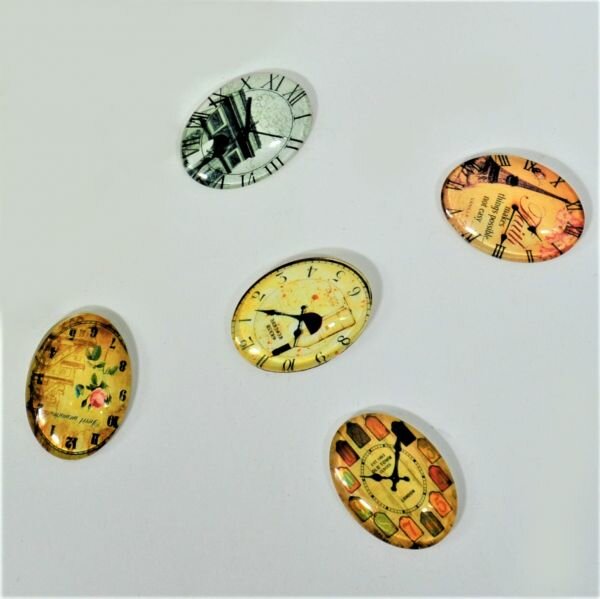 фото Кабошон овальный часы 25х18мм эпоксидный (20шт)