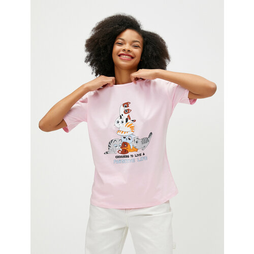 фото Футболка koton, размер xs, розовый