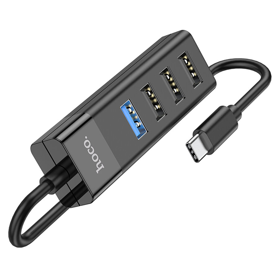 USB HUB разветвитель HOCO HB25 Easy 4 в 1 Type-C (m) - USB3.0 (f) + 3xUSB2.0 (f), черный — фото 1