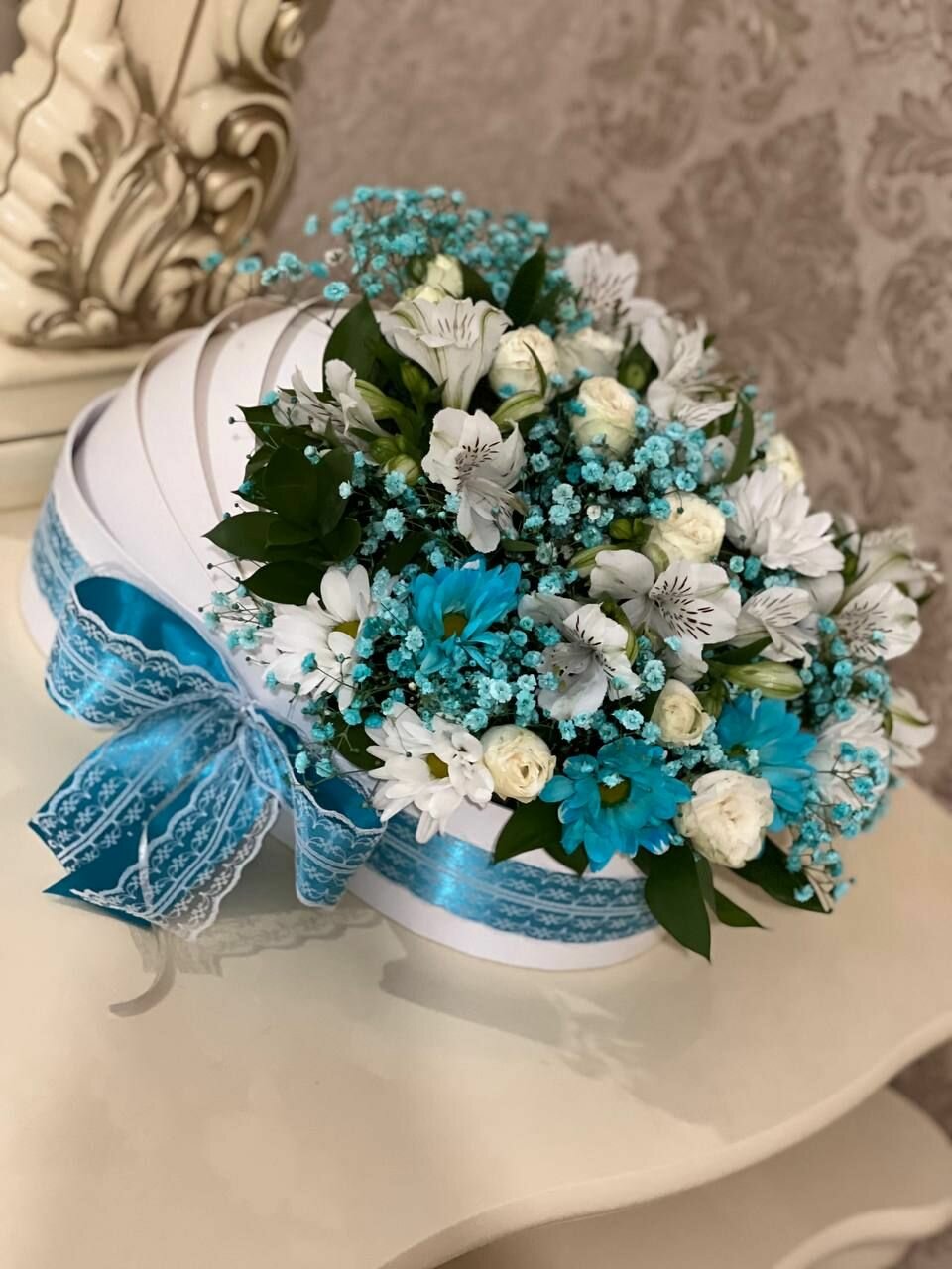 Букет цветов на выписку из роддома цветы в колясочке