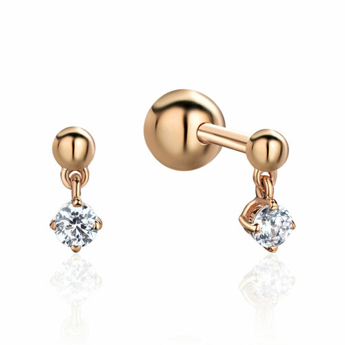 Пирсинг Эстет красное золото 585 проба фианит средний вес 064 гр бесцветный 8414₽