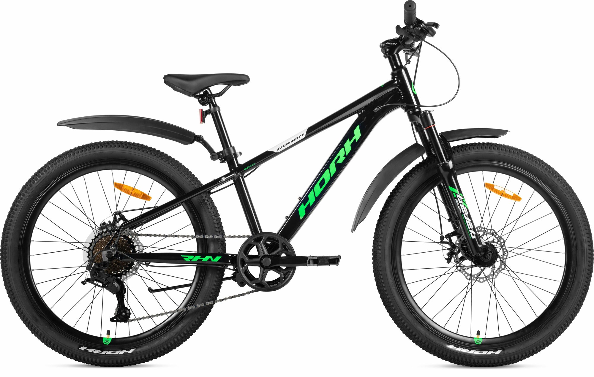 Велосипед горный HORH ROHAN RMD4.0 24" (2025) Black-Green-White, подросткам на рост 130-150 см, алюминиевая рама 13,5"
