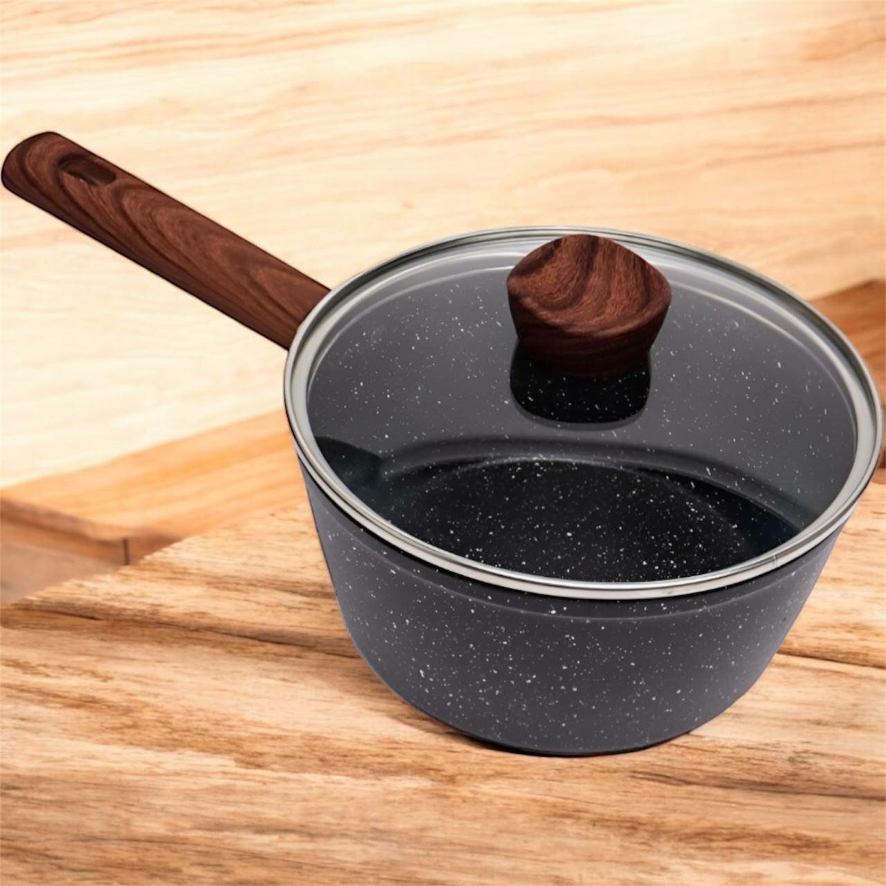 Сотейник, с антипригарным покрытием, 16см, 1.2л, металл, с крышкой, с ручкой