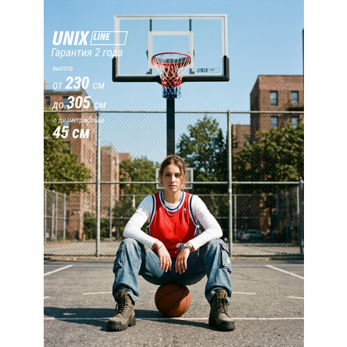Баскетбольная стойка стационарная UNIX Line B-Stand-PC с регулировкой высоты 230-305 см, щит 140х80 см (54