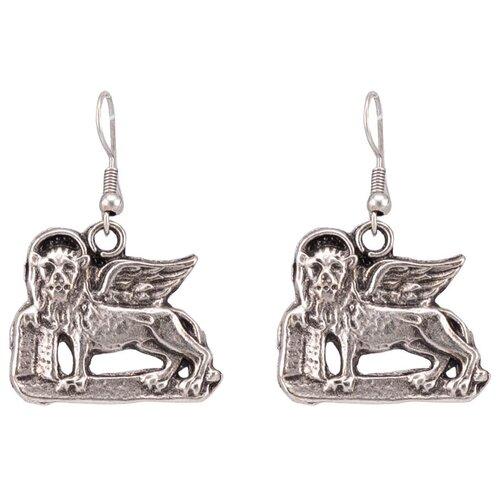 фото Серьги бижутерные венецианский лев (замок-крючок, бижутерный сплав, серебристый) 1-55061 otokodesign