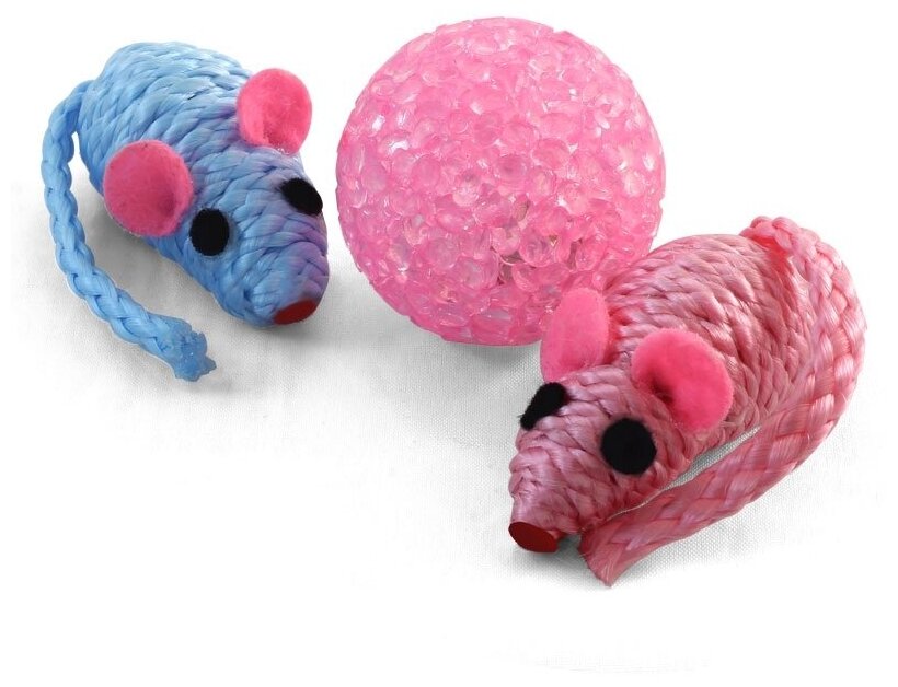 Triol набор игрушек для кошек (мяч, 2 мыши), d 40 мм- 50 мм