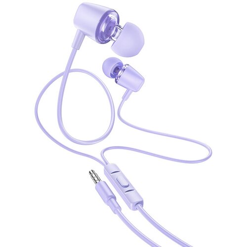 Наушники вакуумные AUX разъём с МК без рег громкости длина 12м Hoco M107 Discoverer Purple 35000₽