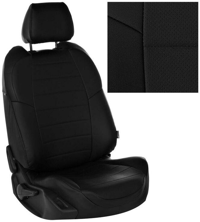 Чехлы на автомобильные сидения Автопилот для Toyota Rav-4 (XA30) с 06-13г. (Экокожа, Черный + Черный)